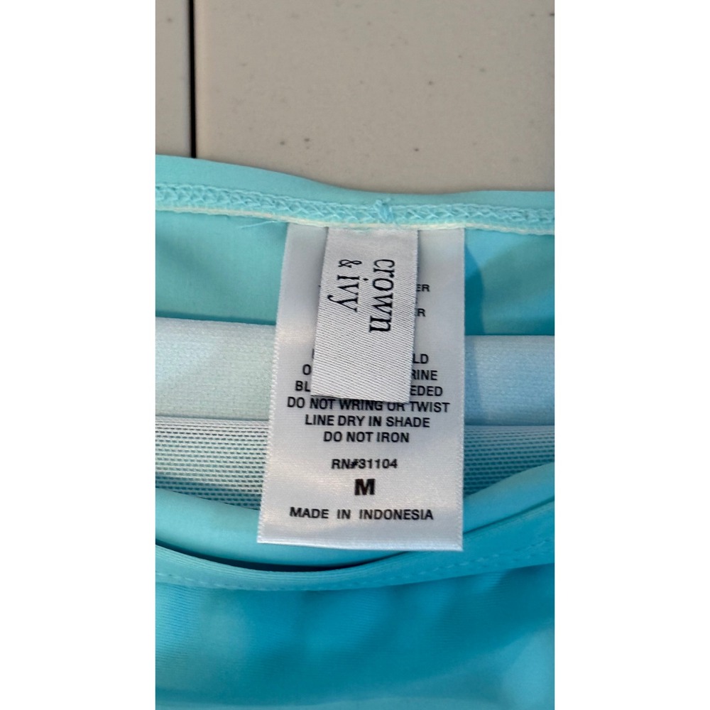 Crown & Ivy Tankini Swimsuit Blue Floral Women's Size M - Picture 6 of 9